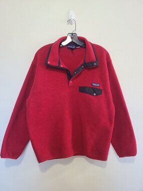 Patagonia Synchilla Snap T Fleece Mens M Red Vintage Outdoors Hike Pullover